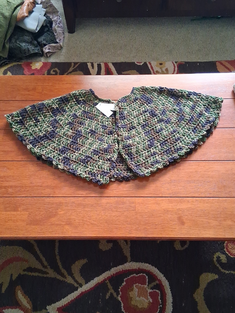 Crocheted Women's Capelet Shrug in Green Multi